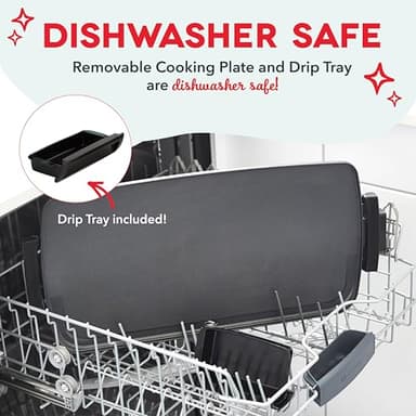 DASH Deluxe Everyday Electric Griddle with Dishwasher Safe Removable Nonstick Cooking Plate for Pancakes, Burgers, Eggs and more, Includes Drip Tray + Recipe Book, 20” x 10.5”, 1500-Watt - Grey - Image 4