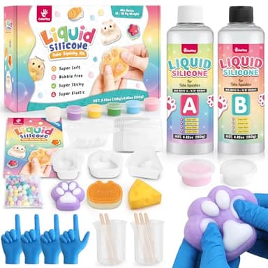 Taba Squishy Kit - 18OZ Rubber Squishy Kit with Guided, Bubble Free and Faster Fully Cures - FuFu Squishy Kit with Mold, Flocking Powder - Stress Relief Entertainment - Image 1
