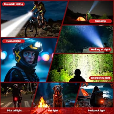 YANRI Bike Lights 8 LED Lights for Night Riding, 1500 Lumen Ultra Bright Bicycle Light Set, Rechargeable Waterproof Multi-Function for Kids Adults - Image 5