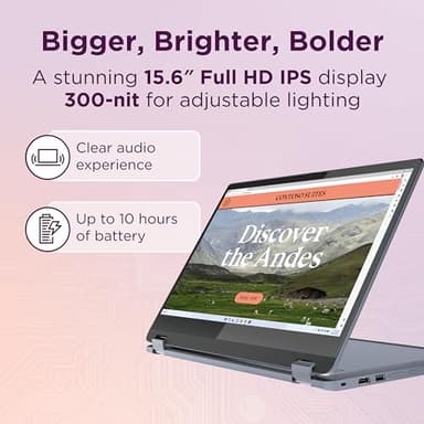Lenovo IdeaPad Flex 3i Chromebook Laptop, Intel® UHD Graphics, 15.6” FHD Display, Intel Pentium N6000, 8GB RAM, 128GB SSD, 1920x1080 px, Touchscreen, Chrome OS, Abyss Blue - Image 4