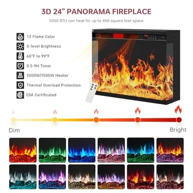 oneinmil 59'' Fireplace TV Stand, 3 Sided Glass Media Entertainment Center Console Table for TVs up to 65'' with Glass Door Adjustable Flame LED Color for Living Room, Set of TV Table, White - Image 5