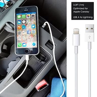 Car Apple Carplay Cable, USB A to Lightning Cable for iPhone 14, 14 pro max,13,Plus,SE 2nd/12/11/Xs/XR, iPad 4/5/ 6/7/ 8, Mini 2/3/4/5, Air 2/3 Charger Cord, Car Charging Cable - Image 4