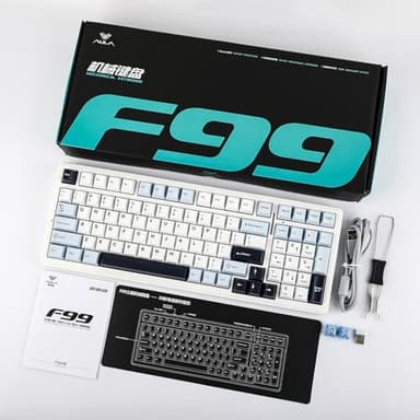 EPOMAKER x Aula F99 Wireless Mechanical Keyboard, Hot Swappable Gasket Custom Gaming Keyboard with Five-Layer Padding, Bluetooth/2.4GHz/USB-C, 8000mAh Battery (White Blue, Reaper Switch) - Image 9