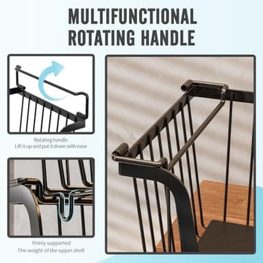 4 Pcs Stackable Wire Baskets for Pantry Organizers and Storage,Vegetable Fruit Basket for Countertop,Kitchen Storage Metal Baskets,Produce Potato Onion Storage Bin,Black - Image 7