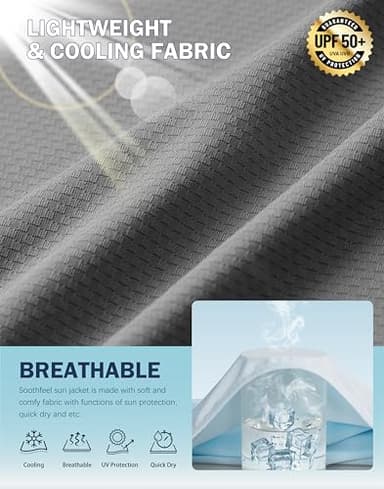 Soothfeel Women's UPF 50+ Sun Protection Hoodie Jacket Lightweight Long Sleeve Sun Shirt for Women with Pocket Hiking Outdoor Dark Grey M - Image 7