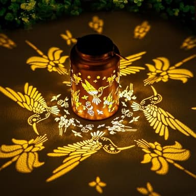 Hummingbird Solar Lanterns Outdoor Waterproof Hanging Solar Lights Metal Decorative LED Lanterns Outside Birthday Gifts for Women Men Mom Decor for Garden,Yard,Patio,Lawn - Image 2