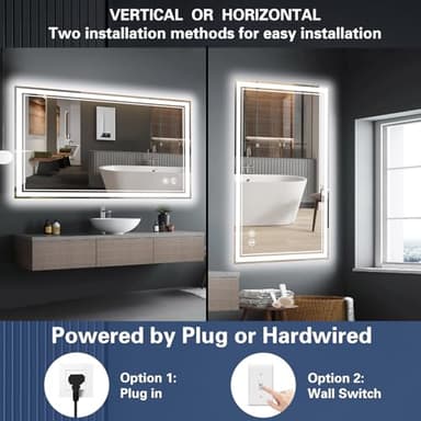 40“ x 32” Bathroom Mirror with Lights LED Mirror for Bathroom Anti-Fog Dimmable 3 Colors Memory Function Vanity Smart Mirror Home Decor Wall Mounted Horizontal/Vertical - Image 6