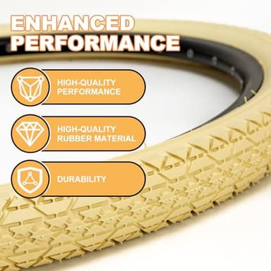 2-Pack Cruiser Bike Tires Set: Hycline 26x2.125 Inch (57-559 mm) Folding Replacement Bicycle Tires and Pair 26-inch Inner Tubes with Tire Levers for Beach or Urban City Commuter Bike-Cream - Image 4