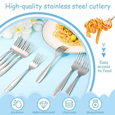 Pimoys 9-Piece Toddler Silverware Set - Stainless Steel Kids Forks & Spoons, Dishwasher Safe - Image 3