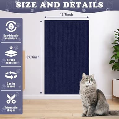 Cat Scratching Furniture Protector Self Adhesive Trimmable Protective Sofa Carpet Leather Furniture Pad Replacement for Cat Tree Shelves DIY Pet Scratch Protector (Dark Blue, 15.7"x39.3") - Image 2