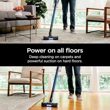 Shark Cordless Vacuum Cleaner with HEPA Filter, Lightweight, Portable, Rechargeable, Powerful Pet Hair Pickup, Removable Handheld, Crevice Tool, Dusting Brush, 50-min Runtime, Blue, IZ363HT - Image 2