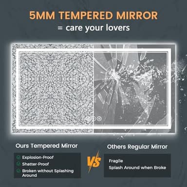 SOGOLINE Led Mirror for Bathroom 96x36 Inch, Front and Backlit, Lighted Bathroom Mirror with Insert Light Pattern, Brighter & Clearer, Dimmable, 3 Colors, Memory, ETL Listed, Shatter-Proof - Image 4
