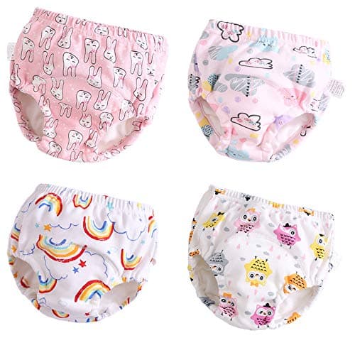 U0U Toddler Potty Training Pants 4 Pack,Cotton Training Underwear Size 2T,3T,4T,Waterproof Underwear for Kids Pink 3T - Image 1