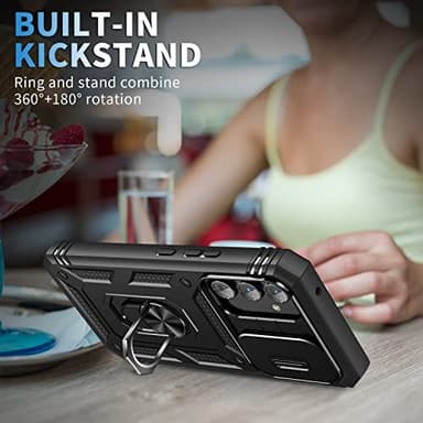 PASNEW Phone Case for Samsung A14 5G,360° Kickstand & Slide Camera Cover,Military Heavy Duty Full Body Hard Shell Shockproof,Galaxy Cases for A14 4G,6.6 inch,Black - Image 7