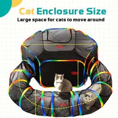 LUCKITTY Outdoor Rainbow Cat Enclosures Playground,Outside House for Indoor Cats Include Portable Tent, Circle Cat Playpen Tunnel Catio, for Cats, Kitty and Small Animals,Within Storage Bag - Image 4