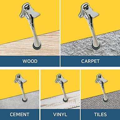 One Touch Kickdown Door Stopper, Door Holder, Heavy Duty Door Stops, Bottom of Door, Height-Adjustable Rubber Tips by HASHI (Black 6 inch x 1pack) - Image 7