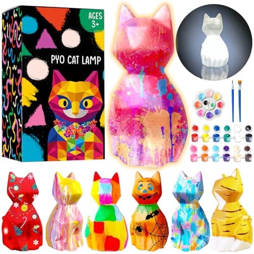 Goodyking Paint Your Own Cat Lamp Kit, DIY Cat Crafts Night Light, Painting Kit Arts & Crafts for Kids Ages 8-12, Art Supplies Birthday Easter Party Holiday Gift for Teens Girls Boys Age 3 4 5 6 7 8+ - Image 1