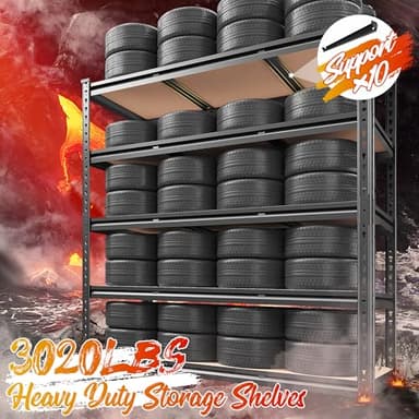 REIBII 48" W Garage Shelving 3020LBS Storage Shelves 5 Tier Heavy Duty Shelving Adjustable Garage Shelves for Basement, Warehouse, Commercial, Easy Assemble, 48" W x 72" H x 24" D - Image 3