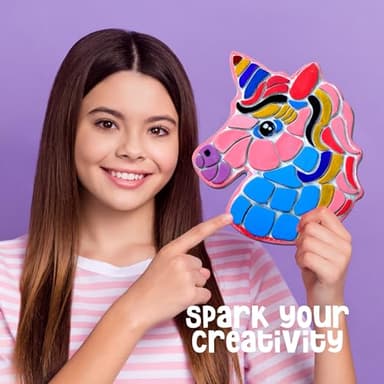 Dan&Darci Stepping Stones Painting Kit for Kids - Outdoor Crafts - Paint 5 Garden Stone - Unicorn Craft Kits for Boys, Girls Ages 6-12 - Gifts for Boy, Girl Age 6, 7, 8, 9, 10 + Year Old - Summer Gift - Image 7