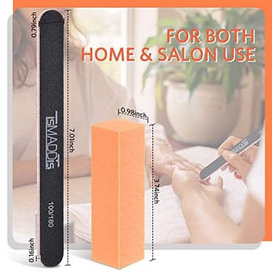 TsMADDTs Nail Files and Buffers, Professional Manicure Tools Kit Rectangular Art Care Buffer Block Tools 100 180 Grit 12PCS(Black) - Image 5