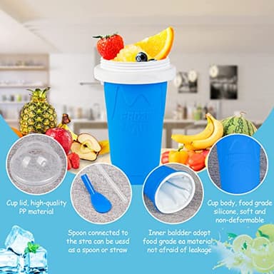 Slushie Maker Cup - TIK TOK Quick Frozen Magic Cup, Portable Double Layers Cool Slushee Maker For MilkShake,Juice,Ice Cream Make & More, Super Fun and Cool Stuff Gift For Kids,Friends & Family - Blue - Image 4