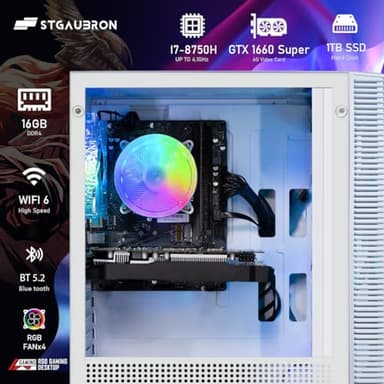 STGAubron Gaming PC Computer Desktop, GeForce GTX 1660 Super 6G, Intel Core i7 8th Gen up to 4.1GHz, 16G DDR4, 1T SSD, WiFi 6 & BT 5.2, RGB Fan x4, Windows 11 Home - Image 3