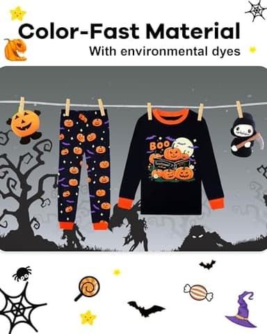DAUGHTER QUEEN Boys & Girls 100% Cotton Holiday Pajamas, Halloween Christmas Sleepwear 18M-12Y - Image 8