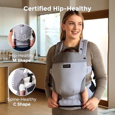 Momcozy Newborn Baby Carrier - Ergonomic, Cozy and Lightweight Carrier for 7-24lbs, Adjustable Neck Support with Sunshield, Breathable Airmesh Perfect for Summer Outing, Light Purple - Image 6