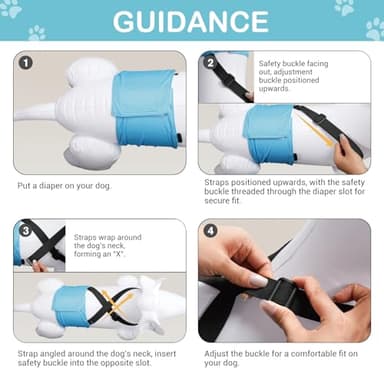 3 Pack Avont Dog Belly Bands Diapers Male with 1 Detachable Suspender, Reusable Washable Boy Doggie Pee Wraps with Harness, Separable Shoulder Strap Escape Proof & Non-Slip -3 Black 2XL - Image 6