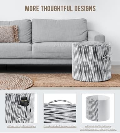 FAIORD Round Stuffed Pouf Ottoman, Footstool Ottoman for footrest, Floor Chair for Living Room Bedroom, Pouf Cushion with All-in-one Foam Filling - Image 4