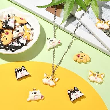 LiQunSweet 32 Pcs 4 Styles Resin Lovely Dog Charms Cartoon Animal Pet Dog Pattern Charms for DIY Jewelry Making Bracelet Necklace Earring Crafts Birthday Gifts - Image 5