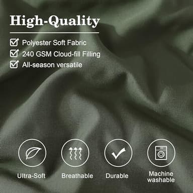 Monbix Queen Comforter Set - 7 Pieces Olive Green Bed in a Bag Queen Bedding Sets with Comforters, All Seasons Down Alternative Comforter Bed Set with Sheets, Pillowcases & Shams - Image 5