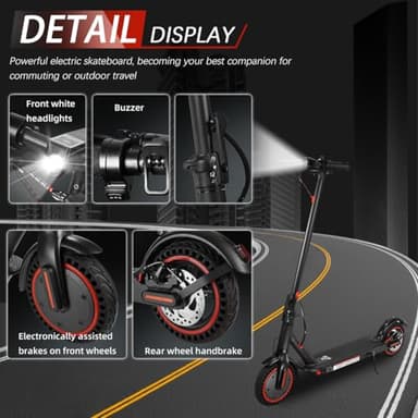 8.5-inch Foldable Adult Electric Scooter with APP, 350W Motor, 7.8/10.4Ah Lithium Battery, Max 17-21 Miles Long Range, 18Mph Top Speed Kick Scooter (10.4Ah for 23 Miles) - Image 6