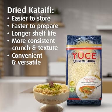YÜCE Supreme Foods Kataifi Shredded Fillo Dough 500g (17.6 oz), Ingredient For the Viral Dubai Chocolate Bar Pistachio, Dried & Shredded Kataifi Filo Dough, Kunafa, Knafeh, Kadayif Phyllo Pastry - Image 5