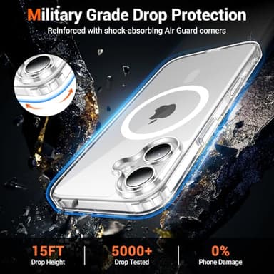 Temdan for iPhone 16 Plus Case Clear, [Compatible with Magsafe][Anti-Yellowing][Military-Grade Protection] Shockproof Slim Magnetic Phone Case for iPhone 16 Plus, Transparent - Image 4