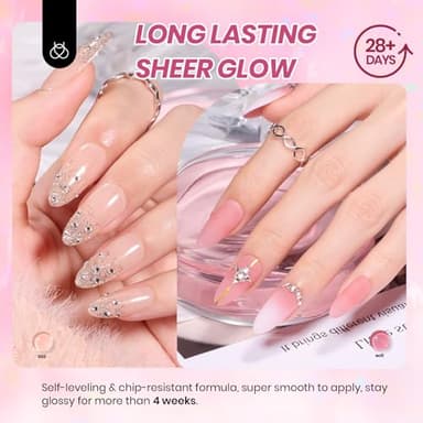 Beetles Nude Pink Gel Nail Polish Set, Nude Paradise Gel Polish Kit 25PCS 20 Colors Jelly Pink Sheer Glitter White Soak Off UV Base Glossy Matte Top Coat Pearls Rhinestones Nail Charms Gift for Women - Image 3