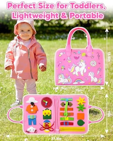 Walenty Busy Board Montessori Toys for Toddler Girl Birthday Gifts, Busy Book Sensory Learning Toys for Toddlers, Educational Activities Airplane Car Travel Toy for Girls - Image 6