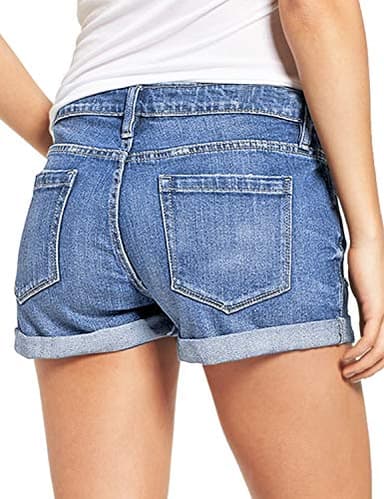 LookbookStore Women Casual Summer Jean Shorts for Women High Waisted Rolled Hem Cuffed Hem Womens Jorts Distressed Jeans Ripped Denim Shorts Blue Size S - Image 2