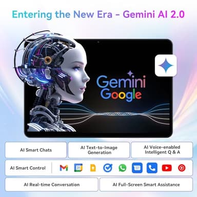 Tablet 10 Inch,Android 15 Tablet,Gemini AI 2.0 Android Tablets|12GB RAM+128GB ROM(TF 2TB)|5G WiFi|120Hz|6000mAh Fast Charging|1080P HD|Bluetooth 5.0|Smart Lens|GPS|2-Year Warranty-Grey - Image 4