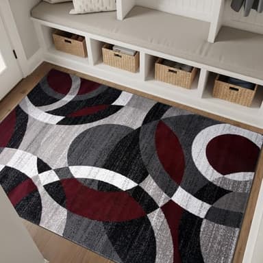 Rugshop Red Modern Geometric Indoor Area Rug, Overlapping Circle Pattern, Fade Resistant, Non-Shedding, for Living Room, Bedroom and Home Office, 5'3" x 7'3" - Image 9