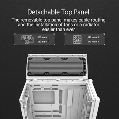ASUS TUF Gaming GT302 ARGB ATX Mid-Tower PC Case Four 140 x 28 mm ARGB fans for high airflow and static pressure, interchangeable side panel, detachable top panel, hidden-connector motherboard support - Image 4