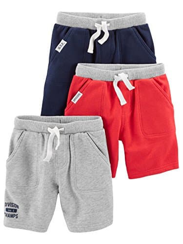 Simple Joys by Carter's Baby Boys' Multi-Pack Knit Shorts, Red/Grey/Navy, 24 Months - Image 1