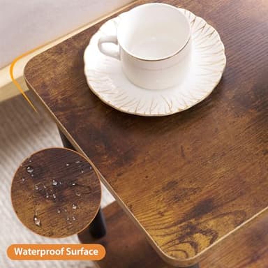 Apicizon 2 Tier End Table Set of 2, Small Side Table with Solid Wood Legs, Boho Bedside Table with Storage Shelf, Nightstand for Small Spaces, Bedroom, Living Room, Entryway, Easy Assembly, Brown - Image 5