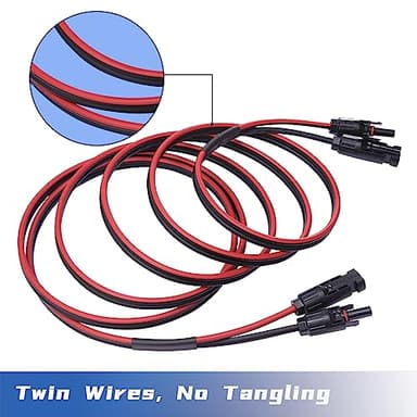 VALEMO Solar Cable 20 Feet 2x10 AWG Twin Wire Solar Extension Cable, Copper Strand with Female and Male Connectors on Both Ends, Solar Panel Wire & Adaptor for Home, Shop and RV Solar Panels - Image 3