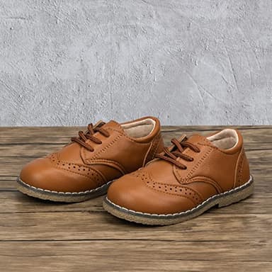 Meckior Toddler Boys Girls Black Dress Shoes Little Kid Oxford Shoes Wedding Church Dress Shoes PU Leather Lace Up School Uniform Loafer Flats - Image 7