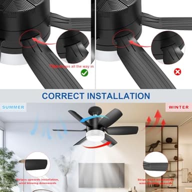 Socket Fan Light with Remote 19.7inch Socket Ceiling Fan with Light Dimmable LED Ceiling Fan,3 Colors 6500K,1500 Lumens Bulb for Garage, Bedroom, Kitchen, Living Room, and Closet Black - Image 8