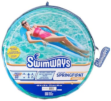 SwimWays Spring Float Premium Hammock Pool Lounger, Inflatable Pool Floats Adult with Fast Inflation for Ages 15 & Up, Sky Blue - Image 7