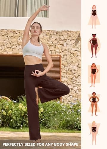 Willit Women's Yoga Pants Wide Leg Dress Work Pants Stretch Casual Pants Slacks with Pockets High Waist 30" Brown XL - Image 6