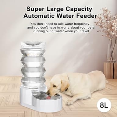 RIZZARI Large Gravity Water Dispenser: 8L Automatic Dog Water Feeder with Stainless Steel Bowl for 20-35 LB Senior Pets with Spinal Problems - for Kitchen Living Room - Image 6
