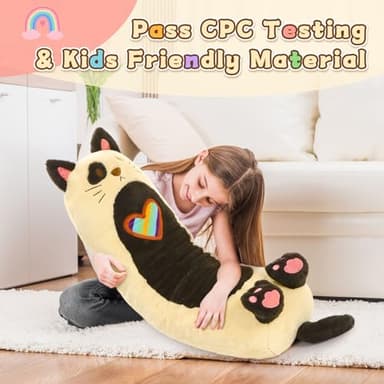 MorisMos Gaint Cat Plush Long Body Pillow, 43.3" Cat Stuffed Animal Cat Plushie Toy Big Soft Hugging Pillow - Image 6